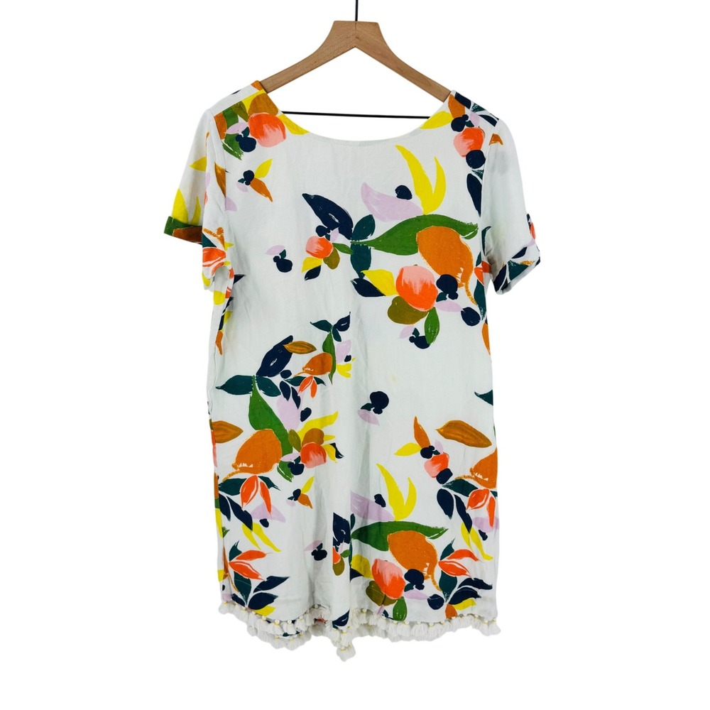 Roller Rabbit Colorful Shift Dress Floral Citrus Boho Size L Tropical Artistic
